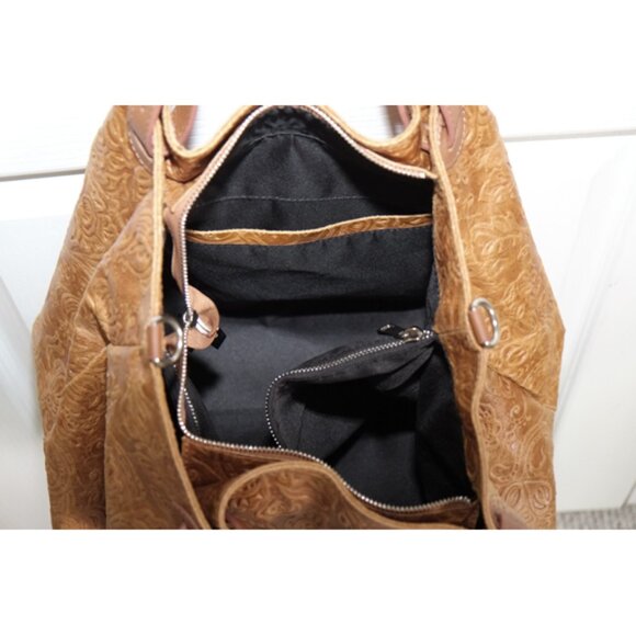 Isadora brown embossed leather convertible purse/crossbody - Picture 4 of 9